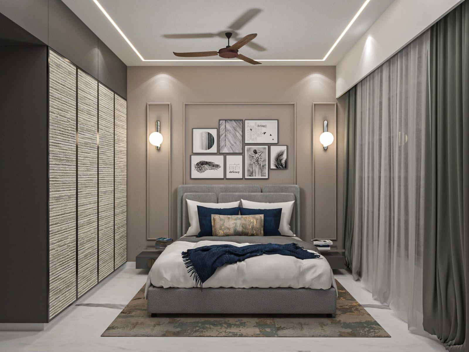 Bedroom 2 interior design of ABERY Apartment in Mumbai